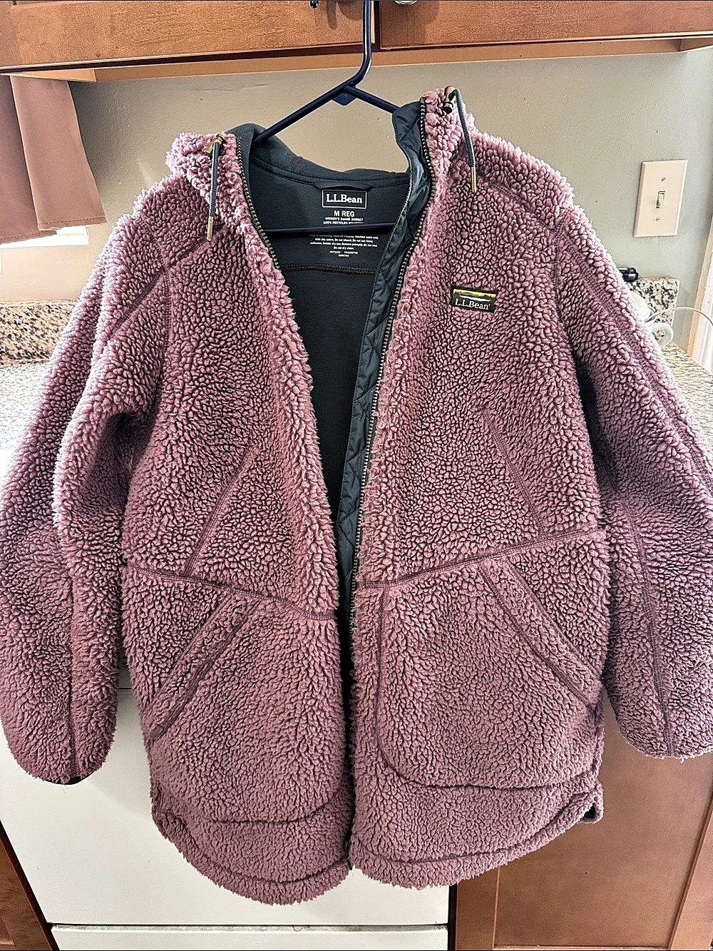 L.L.Bean Women's Mountain Pile Fleece Coat Pink Medium